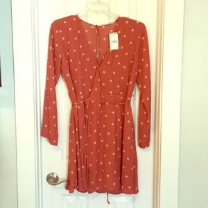 Long Sleeve, Short Length Salmon Colored Dress